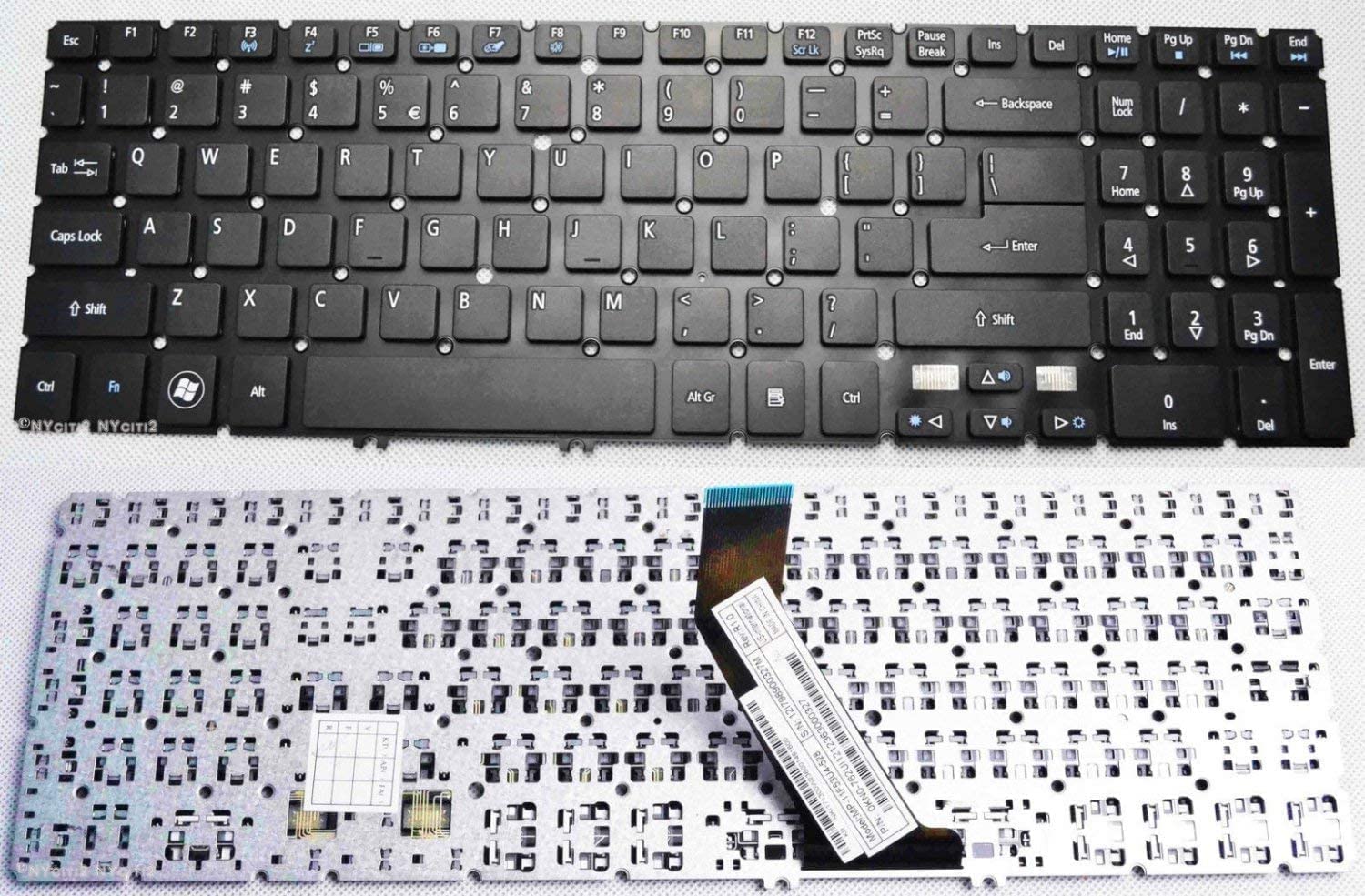 WISTAR Laptop Keyboard Compatible for  Acer Aspire V5 V5-531 V5-531G V5-531P V5-531PG V5-551 V5-551G V5-571 V5-571P V5-571G V5-571PG M5-581G Series Laptop Black US Layout
